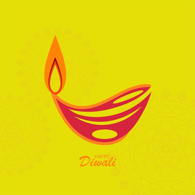 Feliz Diwali con diya y rangoli, ilustración vectorial.