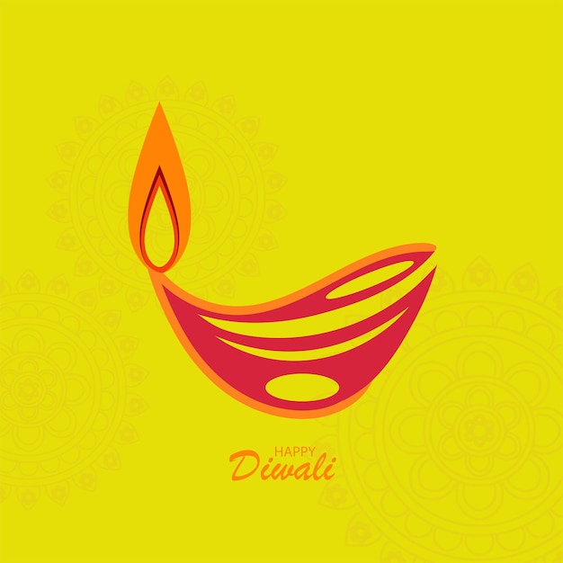 Feliz diwali con diya y rangoli, ilustración vectorial.