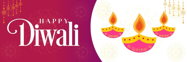 Feliz Diwali Festival Banner Fondo Diseño Stock