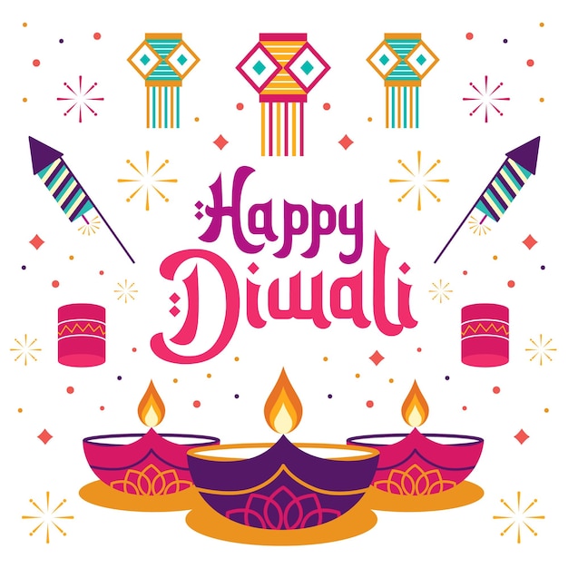 Feliz Diwali Festival Instagram Post Diseño Vector Ilustración