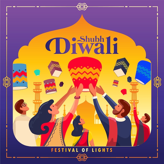 Feliz diwali festival de luces de fondo
