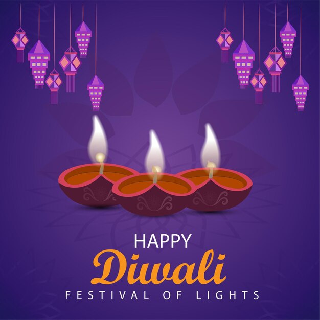 Feliz diwali festival de la luz ilustración dibujada a mano diseño creativo fondo