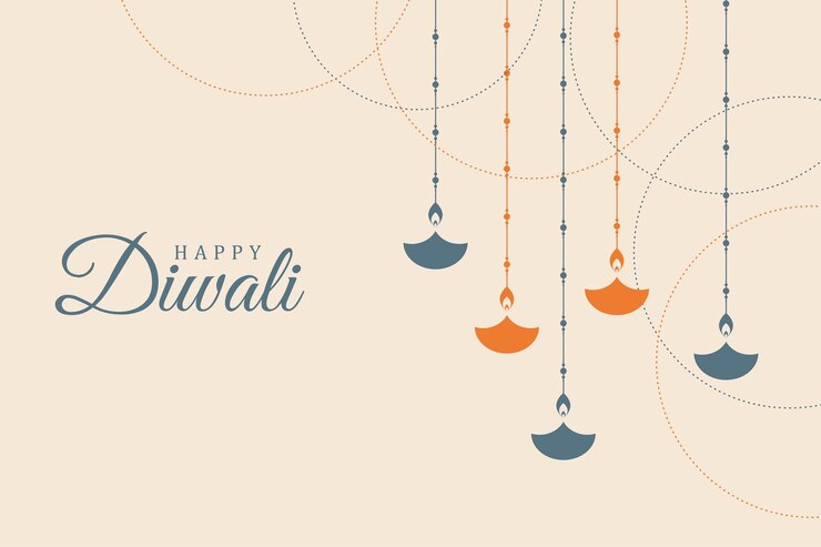 Vector feliz diwali fondo simple con lámparas diya