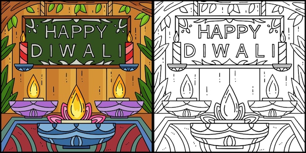 Feliz Diwali en la ilustración de la vela