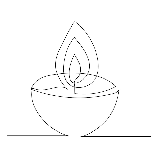 feliz diwali una línea de dibujo continuo animación de vela perfecta para la ceremonia conmemorativa de quema