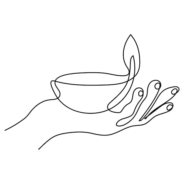 feliz diwali una línea de dibujo continuo animación de vela perfecta para la ceremonia conmemorativa de quema