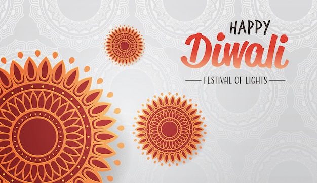 Feliz diwali luces indias tradicionales festival hindú banner