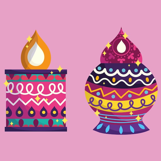 Feliz Diwali saludos decoración ilustración vectorial