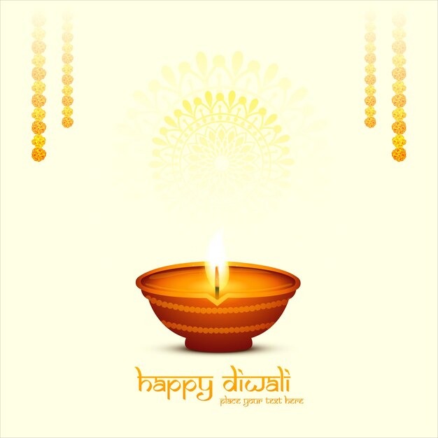 feliz diwali tarjeta de celebración del festival de lámparas de aceite decorativas