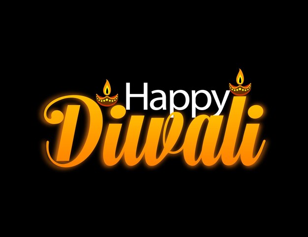 Vector feliz diwali en la tipografía