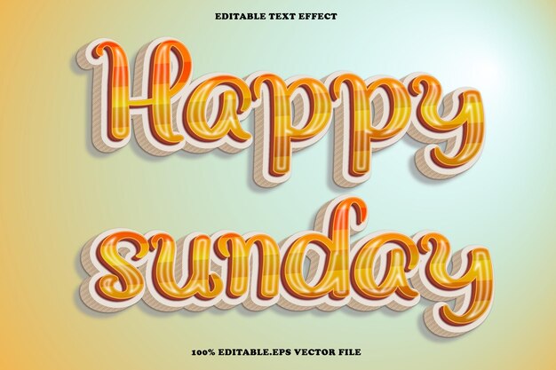 Feliz Domingo Efecto De Texto Editable Estilo Degradado De Relieve 3D