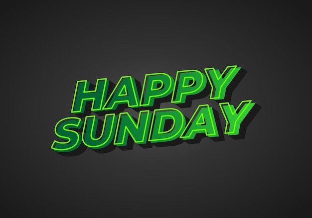 Feliz domingo Efecto de texto en efecto 3D con color llamativo
