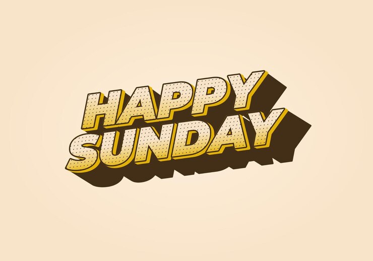 Vector feliz domingo efecto de texto en efecto 3d con color llamativo