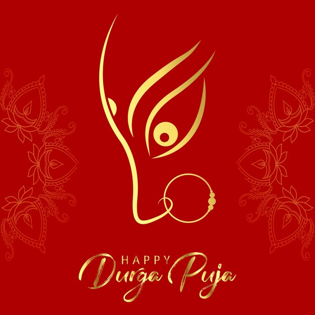 Feliz durga puja Diosa hindú durga cara ilustración diseño