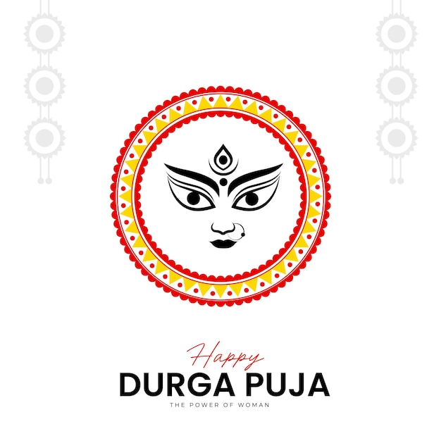 Feliz Durga Puja Ilustraciones Durga Cara Subh Navratri Dussehra