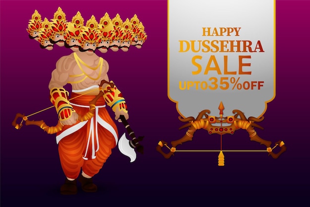 Feliz dussehra ilustración creativa de ravan