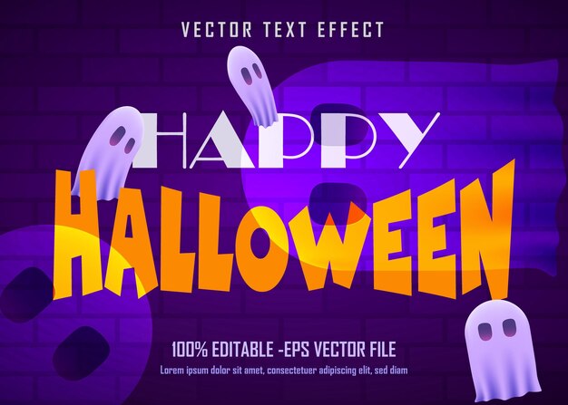 Vector feliz efecto de texto de halloween