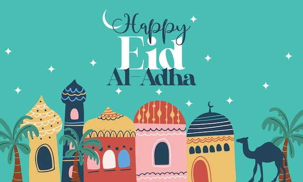 Feliz eid adha linda tarjeta de felicitación