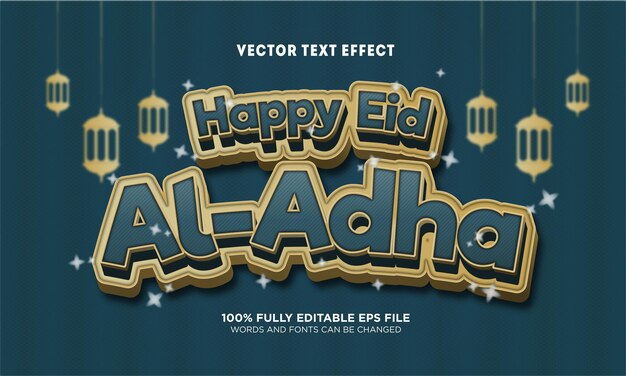 Feliz eid al adha efecto de texto editable