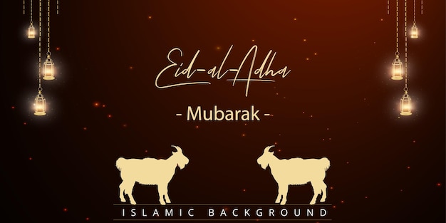 Vector feliz eid al adha marrón dorado blanco saludos fondo islámico social media banner vector libre