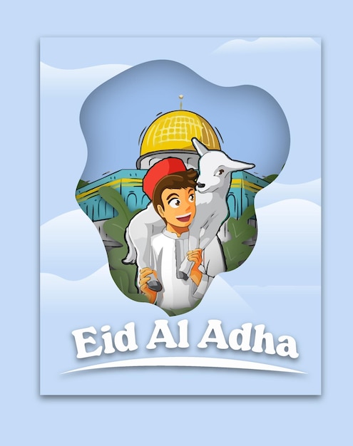 Vector feliz eid al adha plantilla