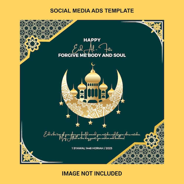 Feliz Eid al-Fitr plantilla de anuncios en las redes sociales