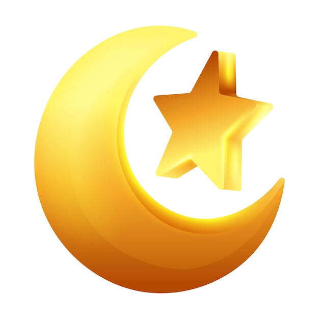Feliz Eid Mubarak clipart luna creciente dorada de Ramadán y el vector de estrellas transparente