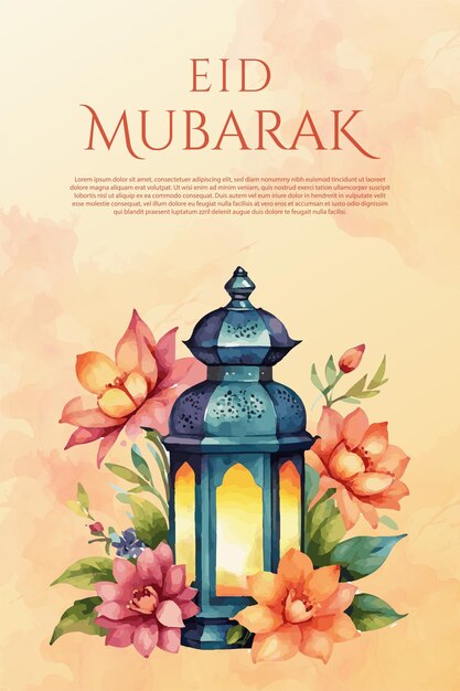 Vector feliz eid mubarak plantilla de tarjeta de felicitación