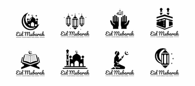 Feliz eid mubarak set logo