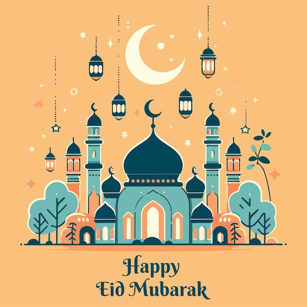 Feliz Eid Mubarak para el vector de plantillas de redes sociales