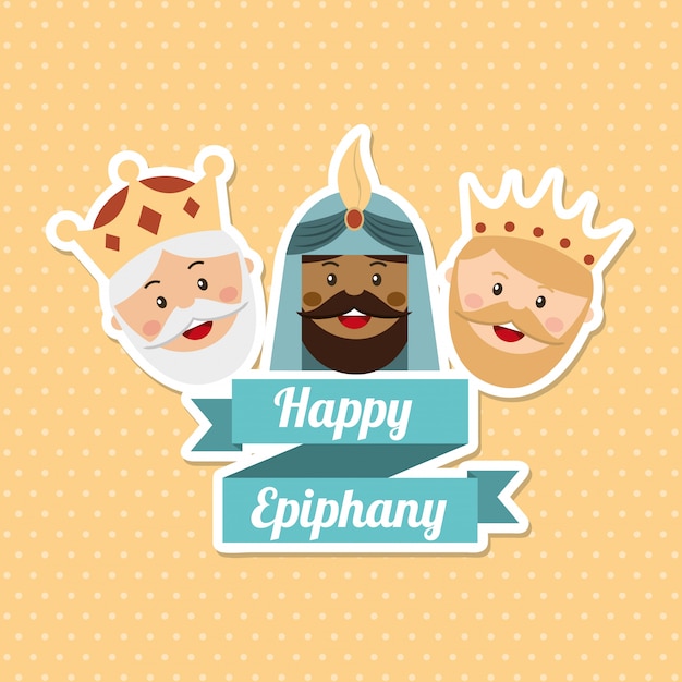 feliz ephipany sobre fondo punteado ilustración vectorial