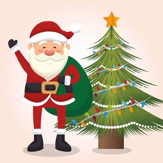 Feliz feliz Navidad santa claus personaje vector ilustración diseño
