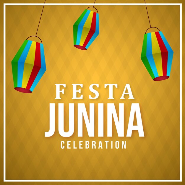 Feliz festa junina amarillo azul rojo fondo diseño de redes sociales banner vector libre