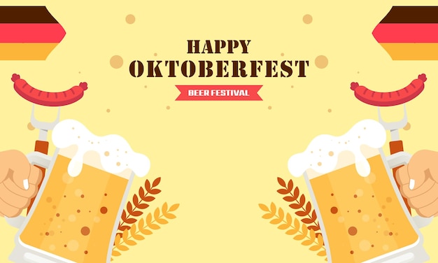 Feliz festival de la cerveza Oktoberfest Fondo de diseño plano