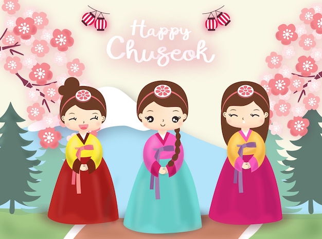 Vector feliz festival de chuseok