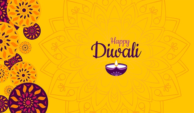 Vector feliz festival de diwali con el fondo de la celebración de la lámpara de aceite