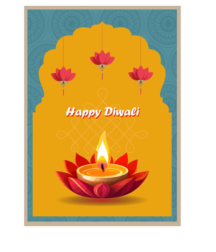 Feliz festival de Diwali con lámpara de aceite Decoración de Rangoli con las vacaciones de Diwali de Diya