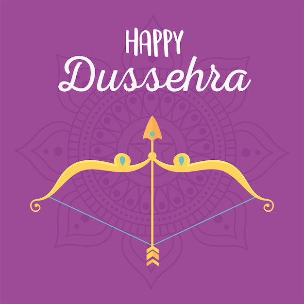 Feliz festival de dussehra de la ilustración de la tarjeta tradicional de celebración de la india