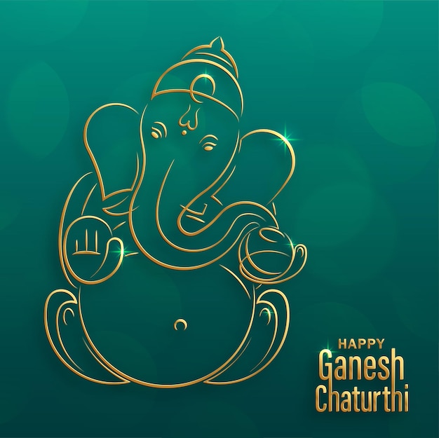 Feliz festival de Ganesh Chaturthi con la ilustración del señor dorado Ganesha