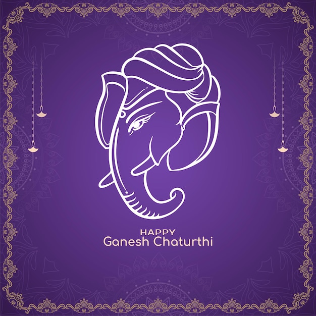 Feliz festival Ganesh Chaturthi con el vector de arte lineal de Lord Ganesha