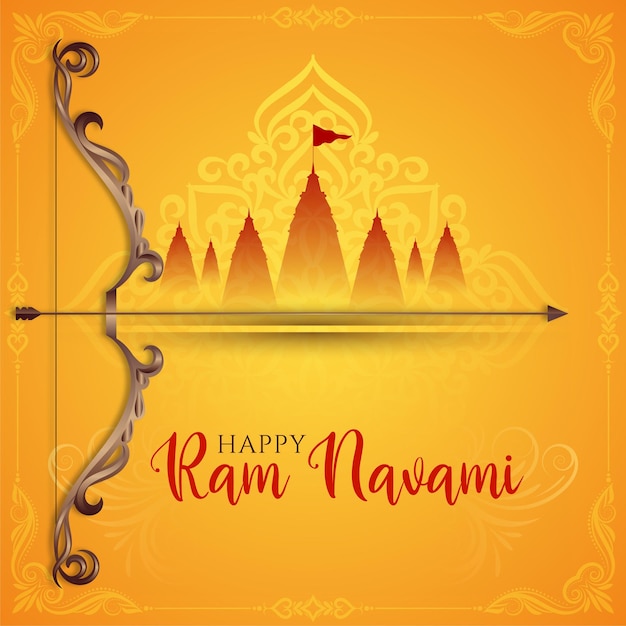 Vector feliz festival hindú cultural ram navami desea vector de tarjeta de celebración