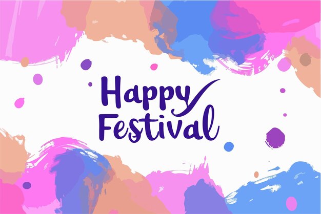 Feliz festival de holi de colores con diseño de fondo de color vector diseño de estandarte de holi con textos