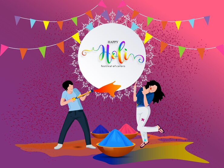 Feliz festival de Holi colorido hermoso diseño de fondo de saludo