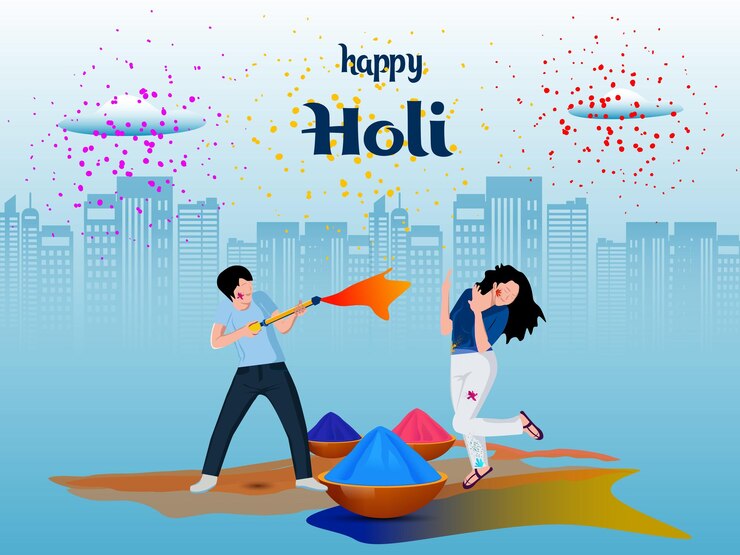 Feliz festival de Holi colorido hermoso diseño de fondo de saludo
