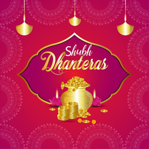 Feliz festival indio de dhanteras y fondo