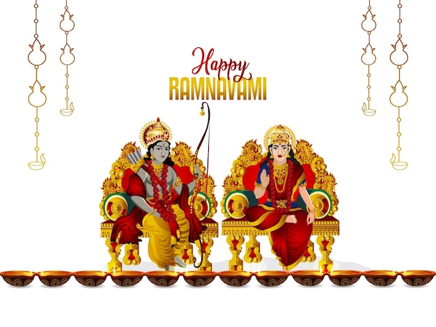 Feliz festival indio ram navami con ilustración vectorial