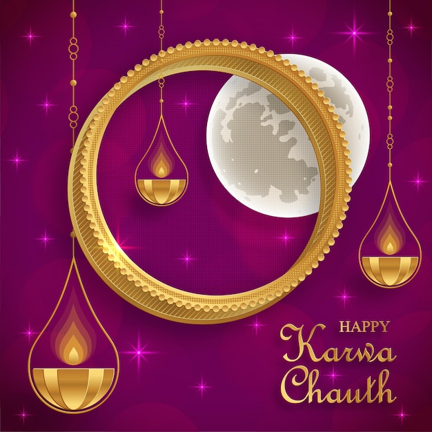 Feliz festival karwa chauth el festival hindú con elementos orientales para el festival idian