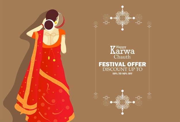 Vector feliz festival de karwa chauth ilustración vectorial