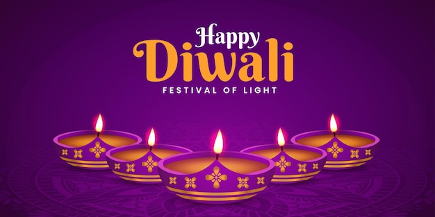 Feliz Festival de las Luces de Diwali Banner Celebración Fondo con área de espacio de copia