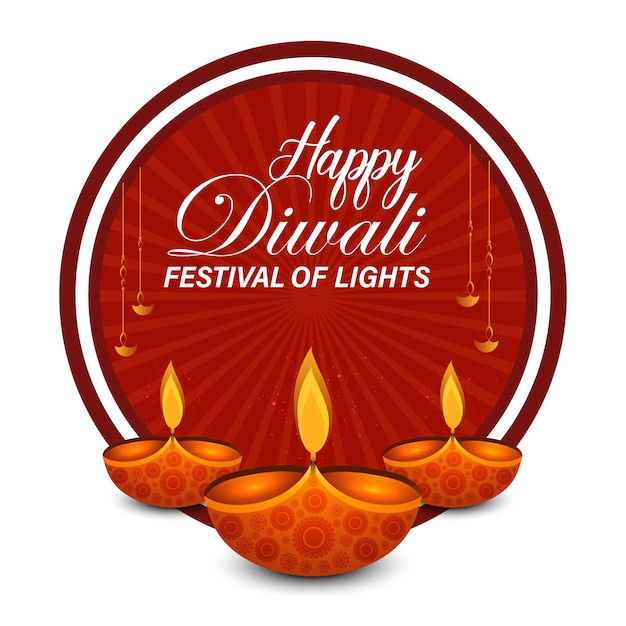 Feliz festival de luces Diwali, luces doradas indias Rangoli, fondo colorido